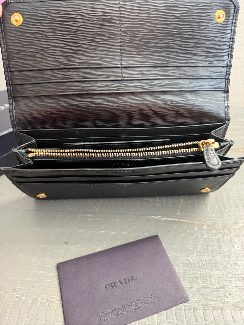 Prada Black Saffiano Leather Continental Wallet with Card ID Holder - Picture 9 of 12